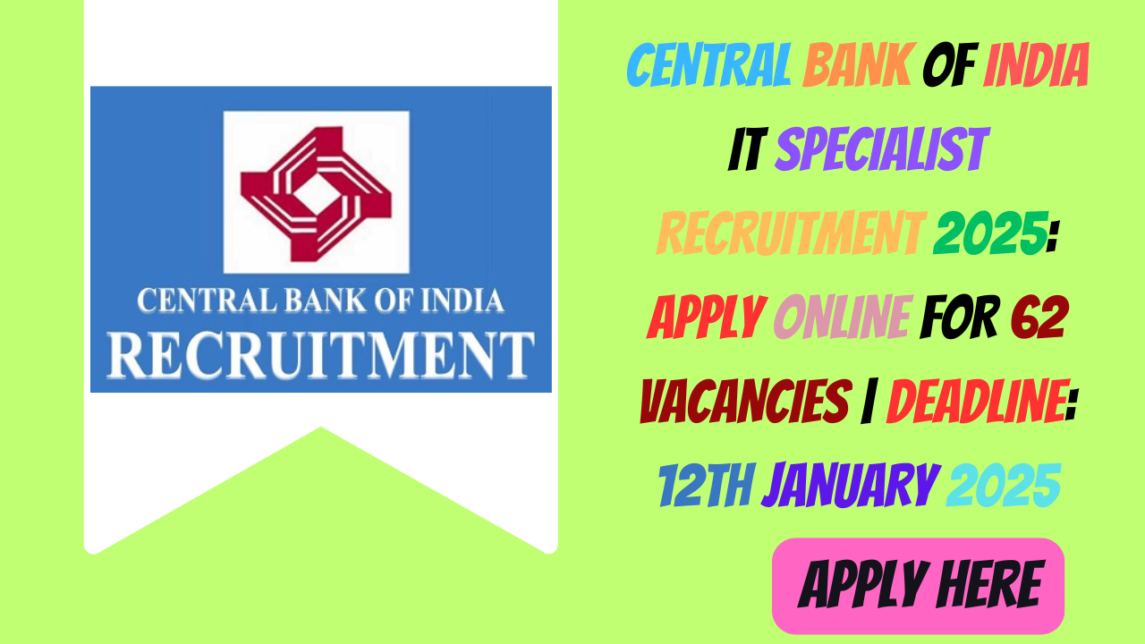 Central Bank of India IT Specialist Recruitment 2025